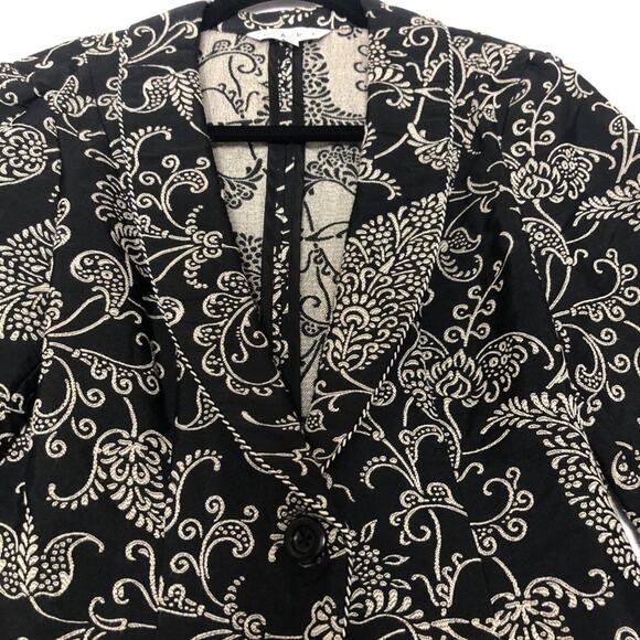 Cabi Black & White Paisley Blazer Single Button Womens 4 Cropped Fitted Jacket - Picture 4 of 8